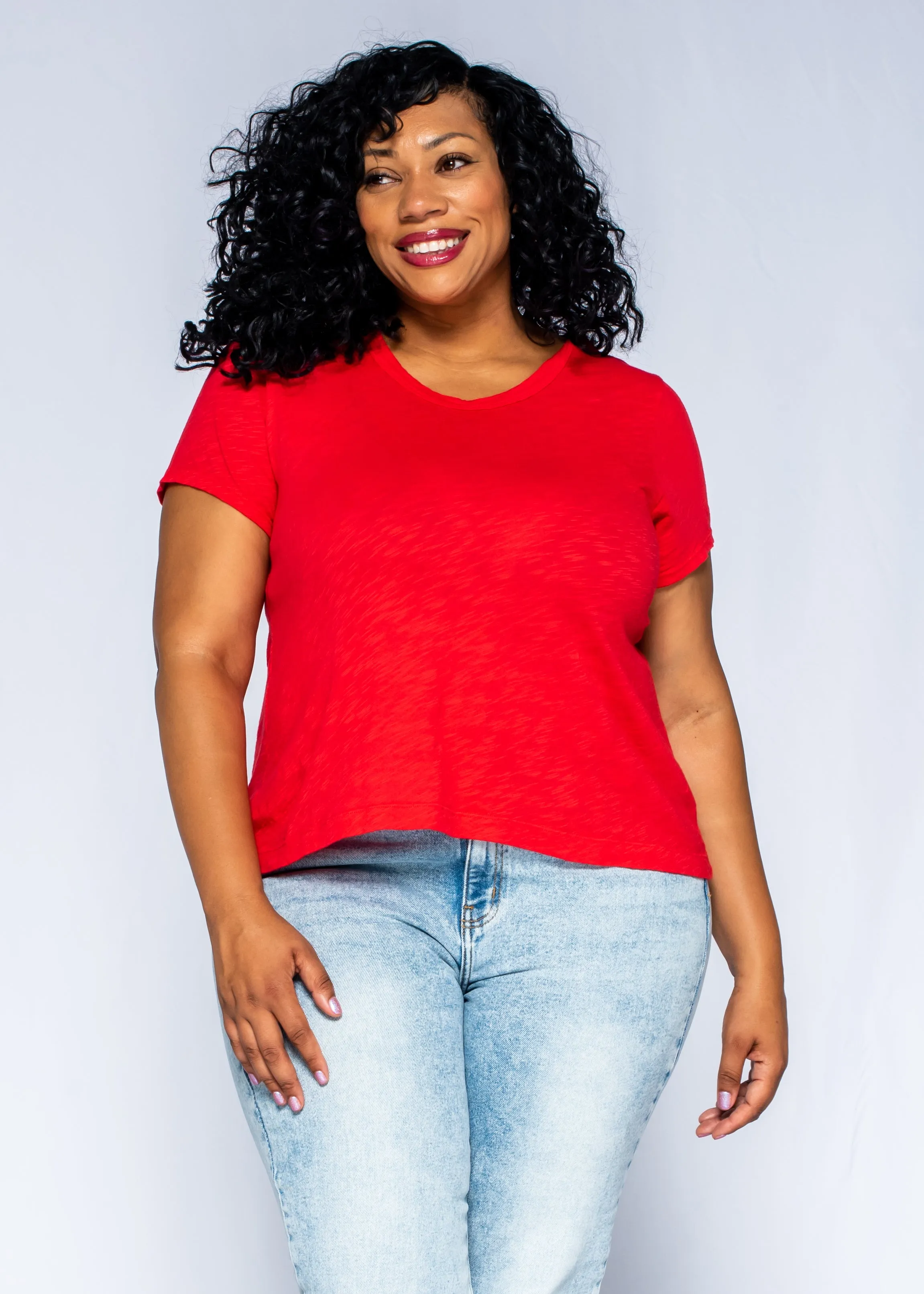 Baby Fit Shrunken Crew Short Sleeve Slim Fit Comfy Style Layered Hem Detail