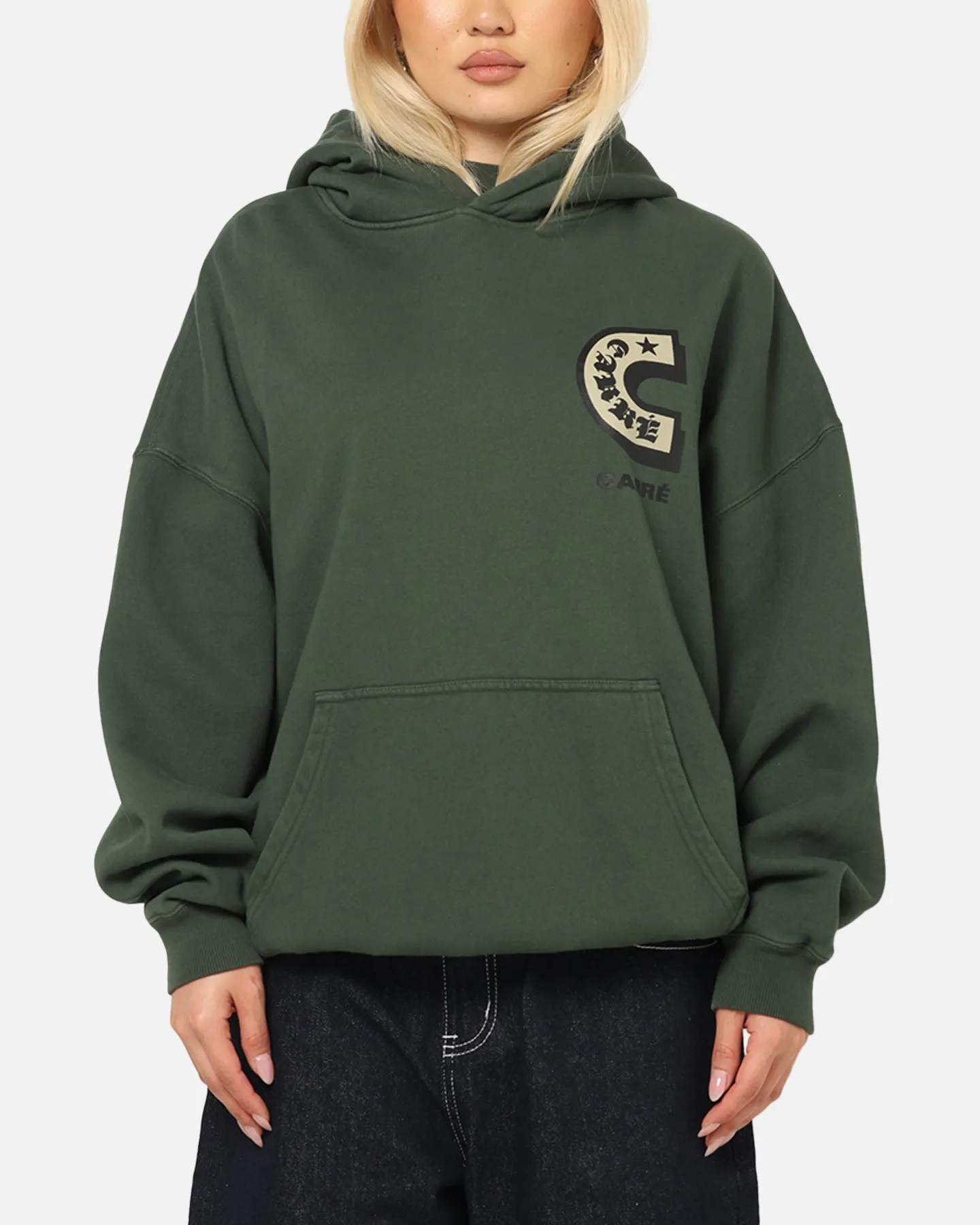 autumn clothing Carre Sacred Letter Hoodie Green