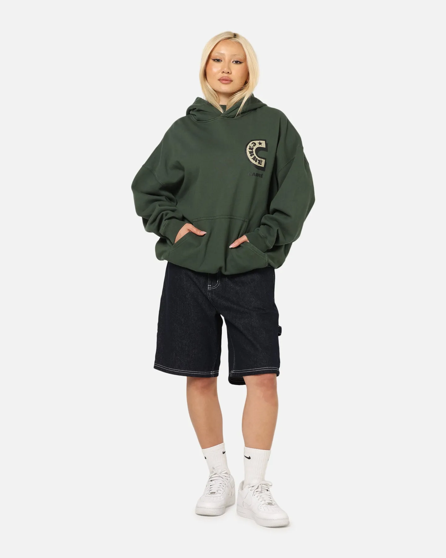Lightweight Midlayer Option Carre Sacred Letter Hoodie Green