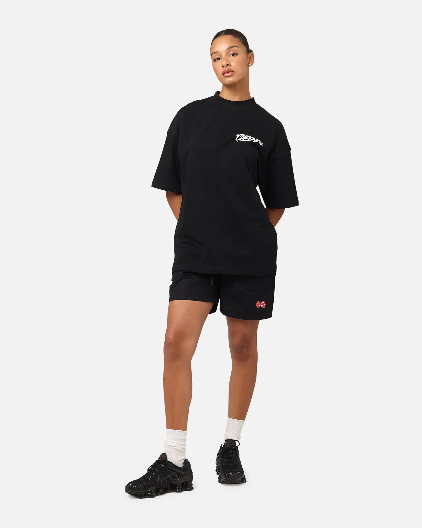 Carre Tag Mock Neck T-Shirt Black Cozy Design Trendy Look