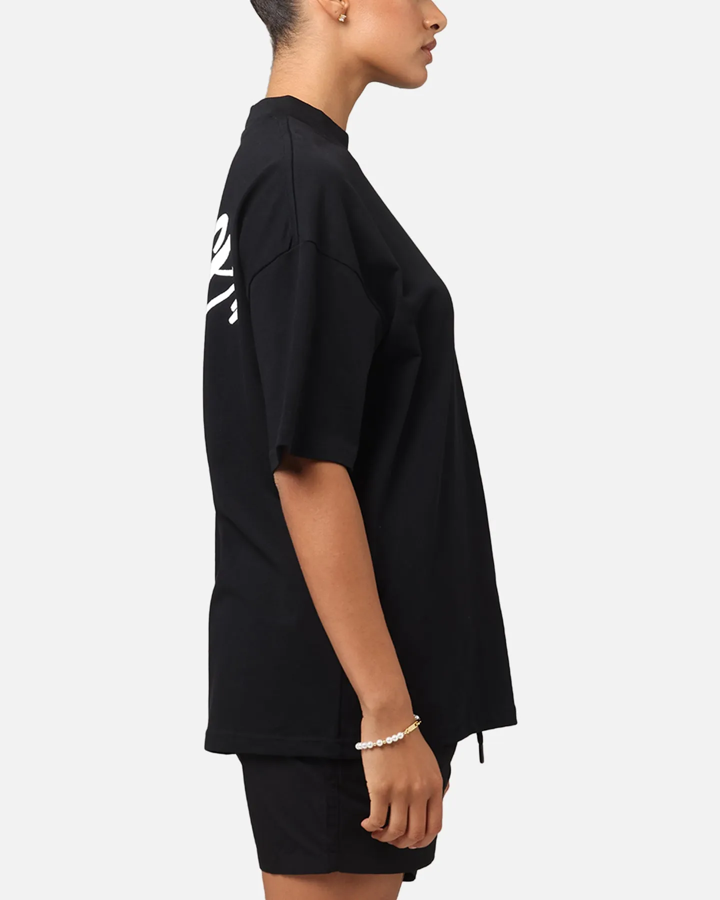 Carre Tag Mock Neck T-Shirt Black Fashion and Comfort