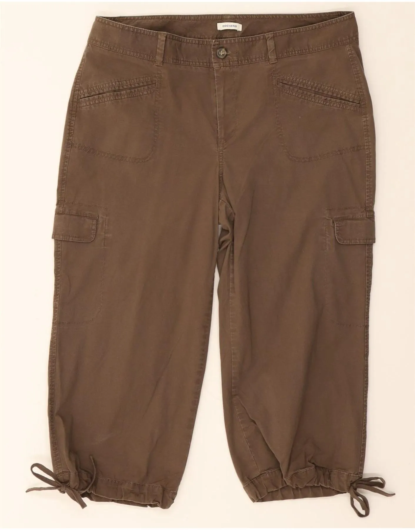 DOCKERS Womens Cargo Bermuda Shorts US 14 XL W36  Brown Cotton sweater Flexible Hemline