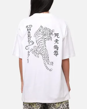Adjustable Hem Quick Release Hem Ed Hardy Tiger Stamp T-Shirt White