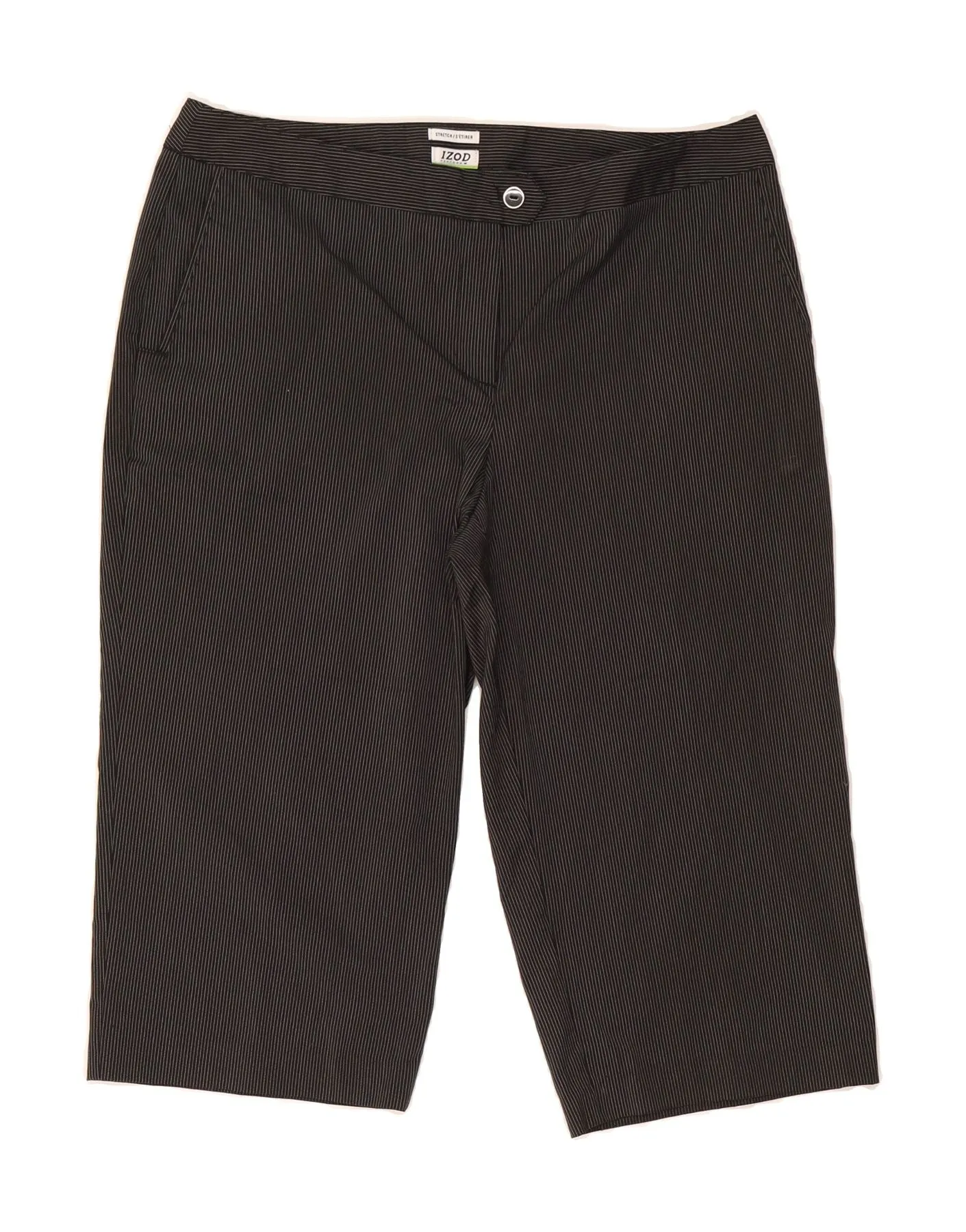 Easy Stretch Fit IZOD Womens Bermuda Shorts US 12 Large W36  Black Pinstripe Polyester