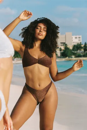 Fiji Bottom - Copper Shimmer Lurex Poolside Apparel High Neck Cut