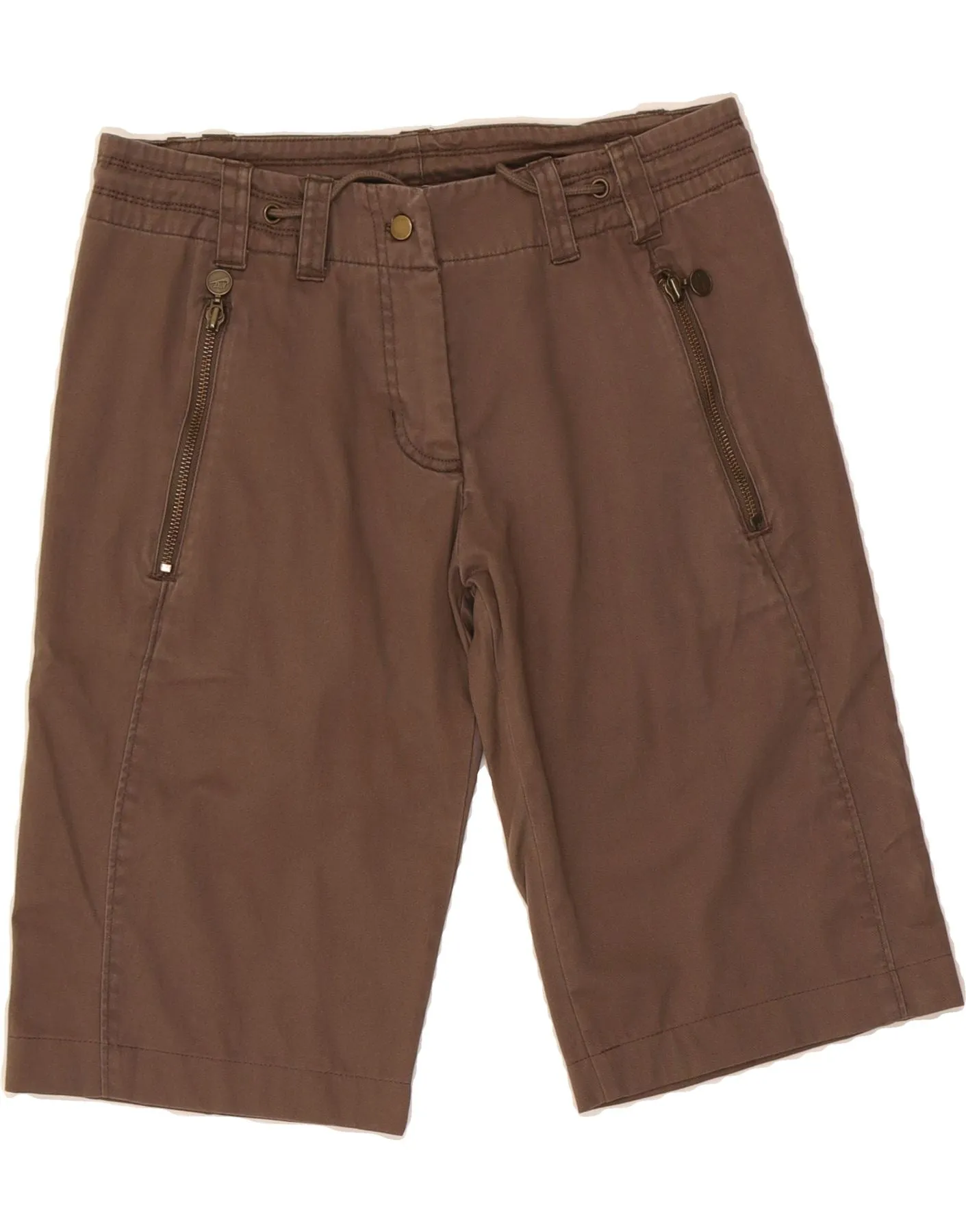 NIKE Womens Bermuda Shorts UK 10 Small W27  Brown Cotton Ergonomic Contour Shape