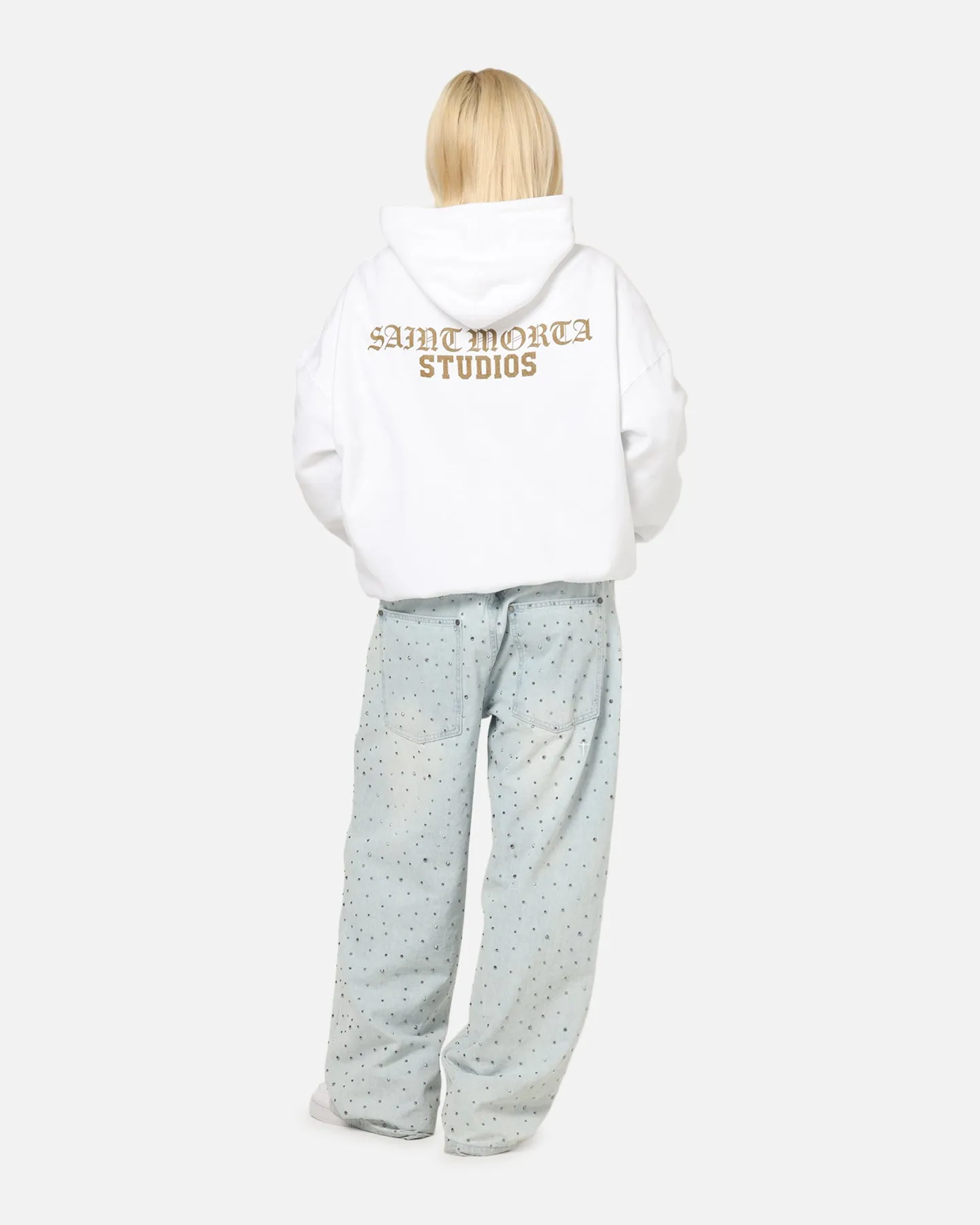Saint Morta Studios Boxy Hoodie White Functional Fashion