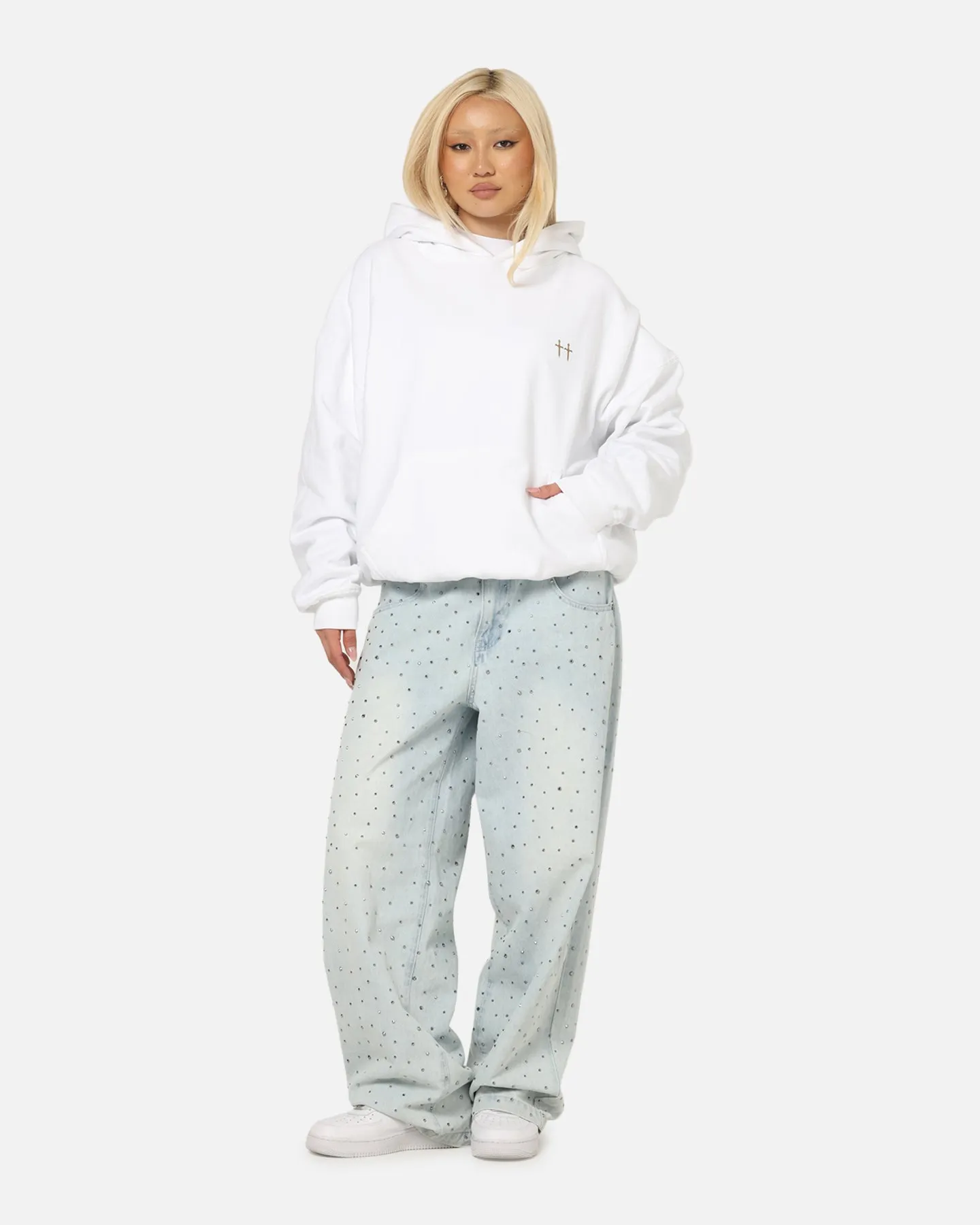 Saint Morta Studios Boxy Hoodie White cleaning outfit