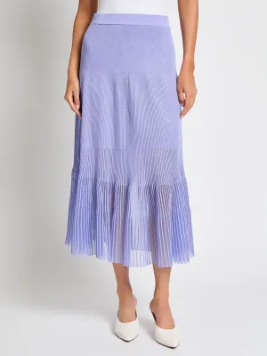 Sheer Hem Tiered Ribbed Knit Maxi Skirt - Vanity Fit Collector??s Item Evening Outing