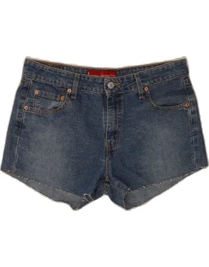 LEVI'S Womens 518 Super Low Denim Shorts US 11 Large W32 Blue Cotton Leather Look