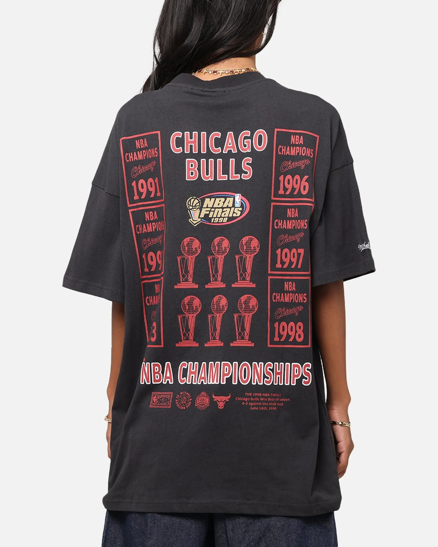 Mitchell & Ness Chicago Bulls Champions Report "Champ Pack" T-Shirt Faded Black FlexibleKnit