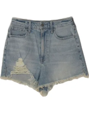 Chill Comfort Design HOLLISTER Womens Mom Distressed Denim Hot Pants W26 Small Blue Cotton
