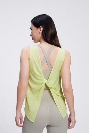 Contrast Binding Eco Friendly Dye Twist Knot Tank Top