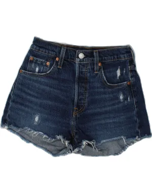 Smooth Fit Adaptive Fit LEVI'S Womens 501 Denim Hot Pants W25 XS Blue Cotton