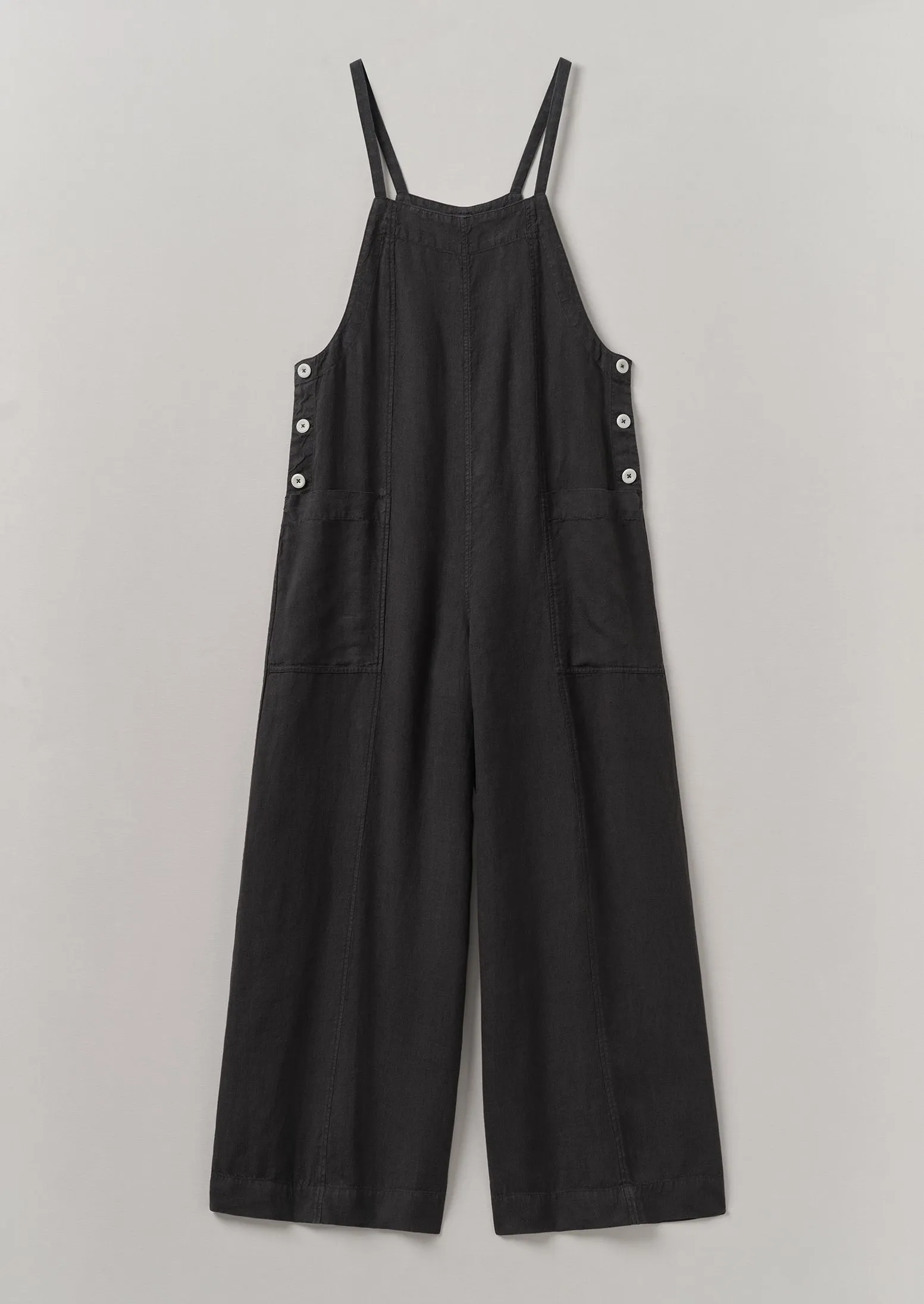 Garment Dyed Linen Pocket Jumpsuit | Black Pepper Cozy Wear Recycled Polyester Blend