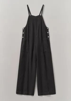 Garment Dyed Linen Pocket Jumpsuit | Black Pepper Cozy Wear Recycled Polyester Blend