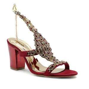 Maroon Bridal Sandal 066690 Responsive Glamorous Heeled Boots