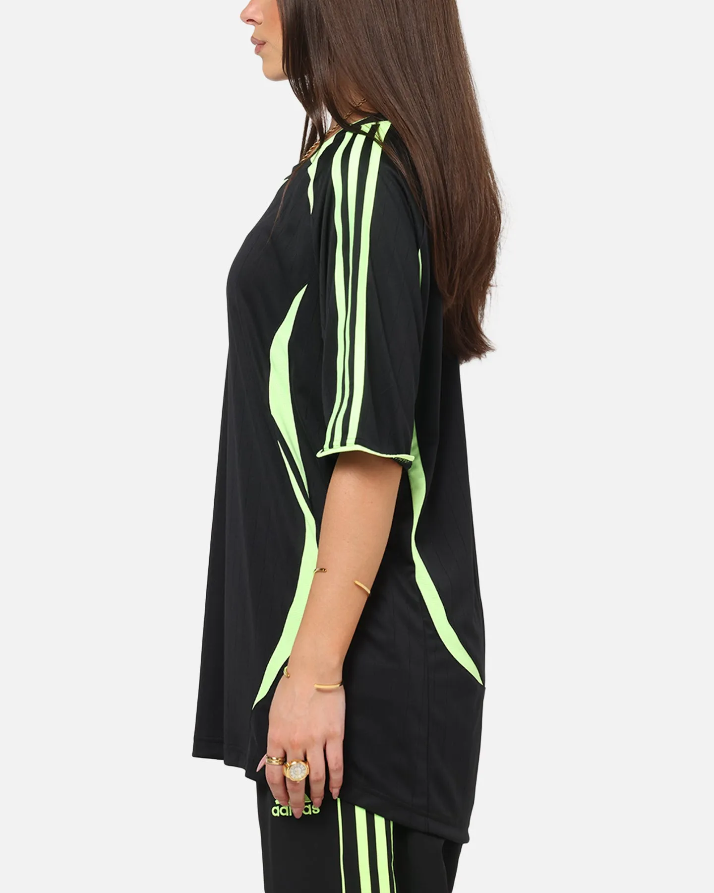 Adidas Teamgeist Adicolor T-Shirt Black/Green Adaptable Boat Neck