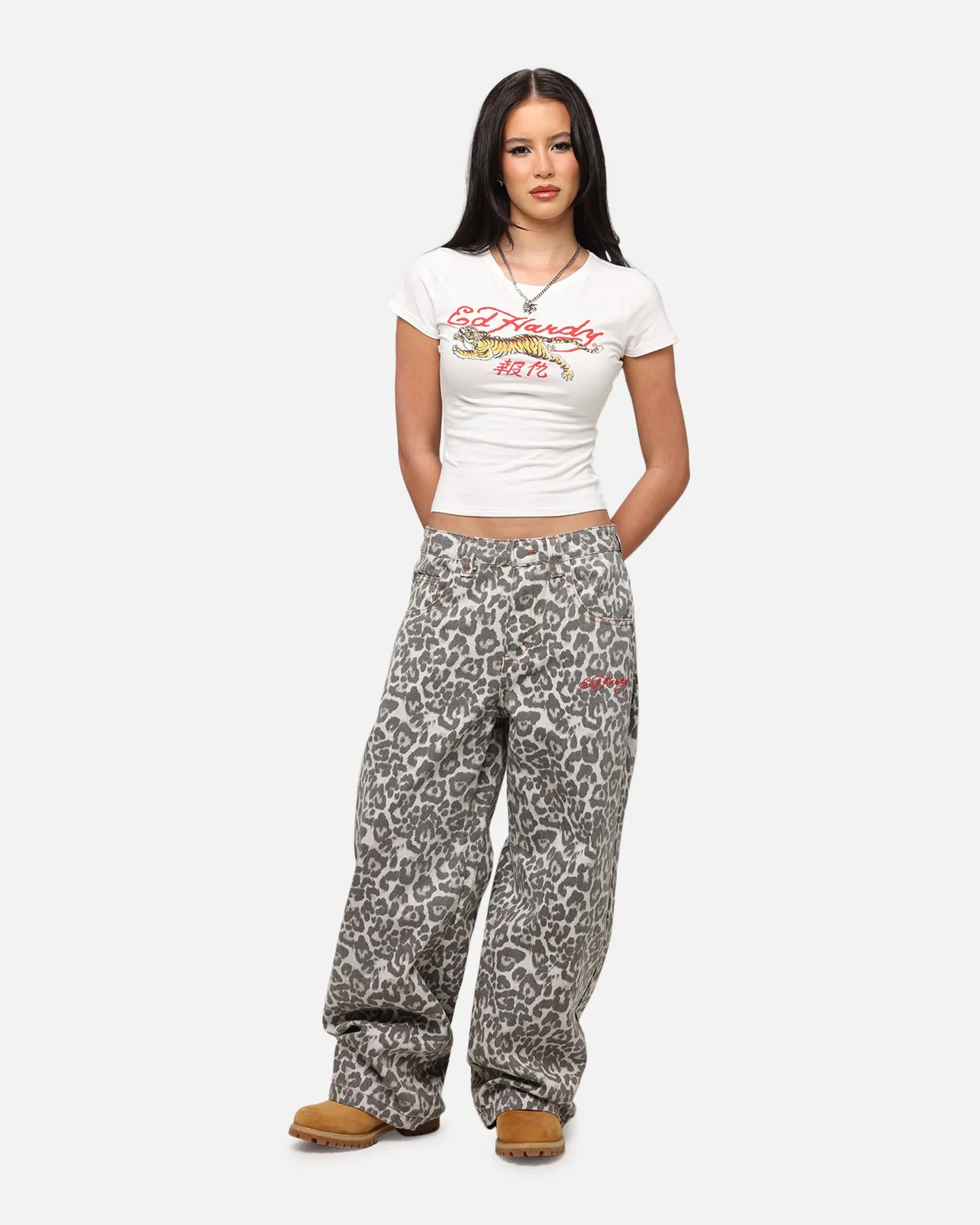 Daily Trend Ed Hardy Women's Tiger Baby T-Shirt White