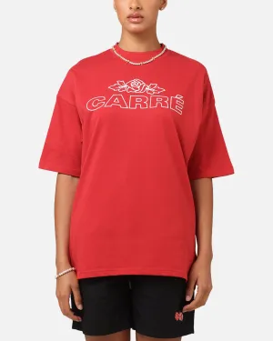 coordinate with other items Stretchable Collar Band Carre Rosebud Mock Neck T-Shirt Red