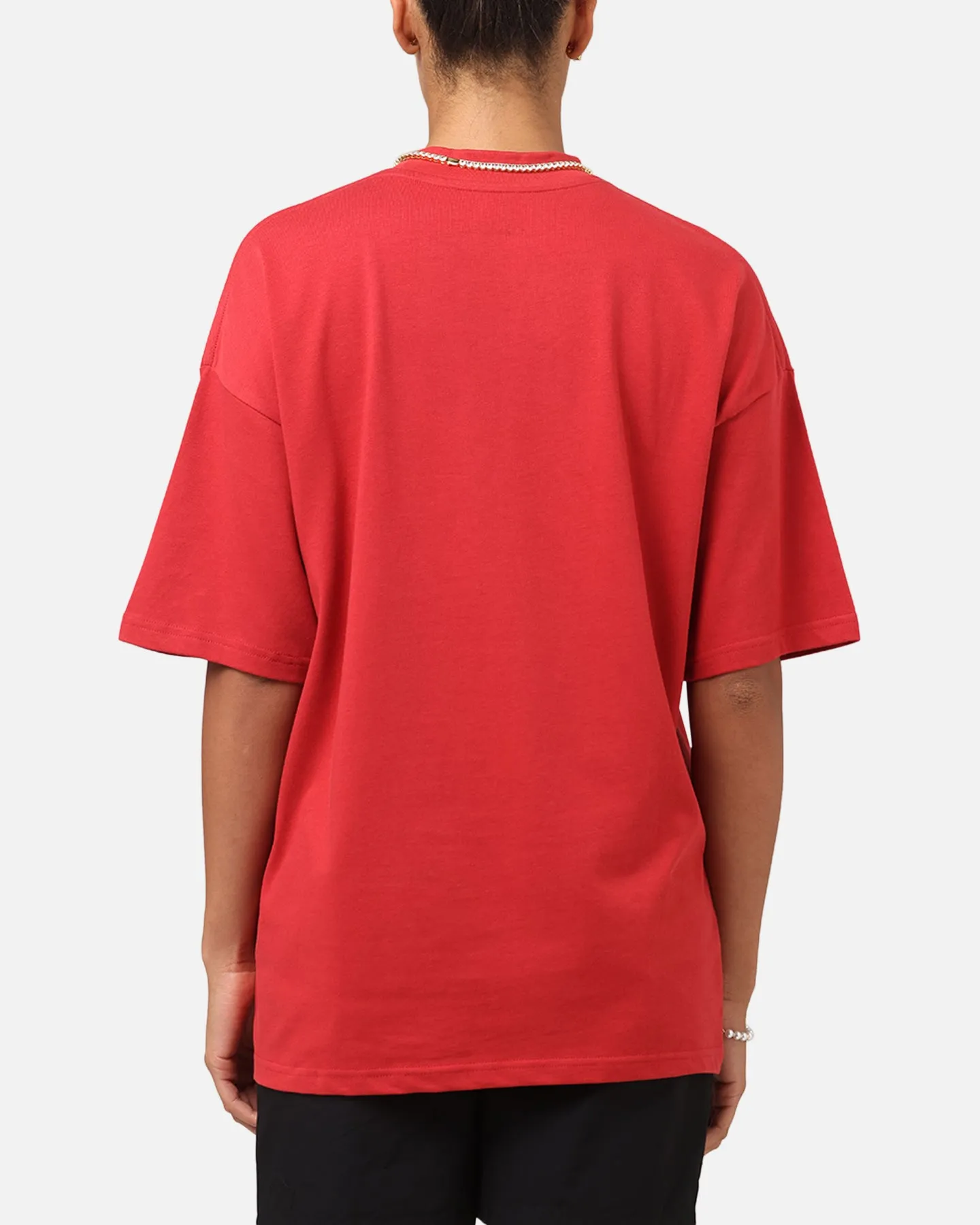 Everyday Top Relaxed Wearable Carre Rosebud Mock Neck T-Shirt Red