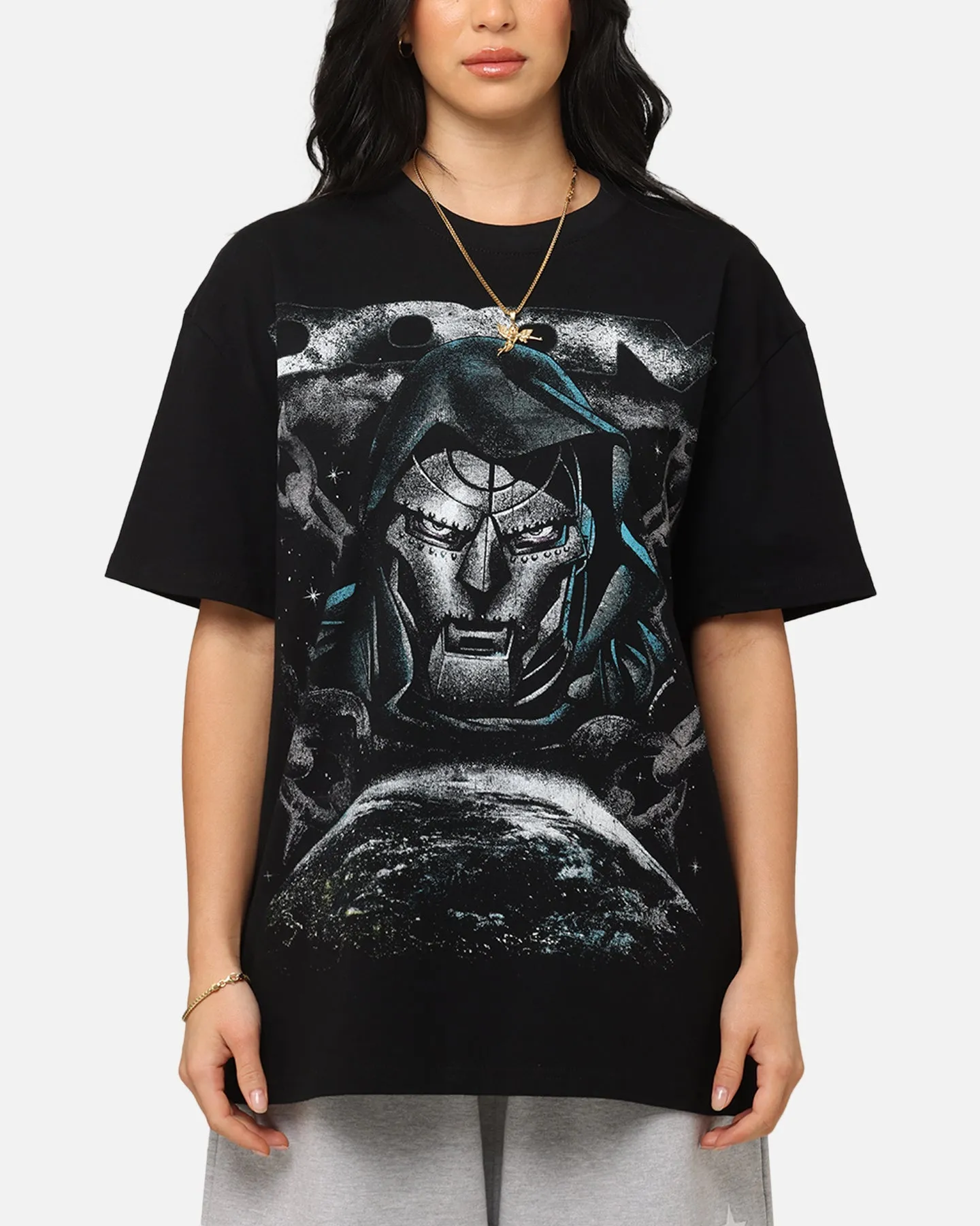 Tear Resistant Goat Crew Marvel Doctor Doom No Rivals Heavy T-Shirt Black
