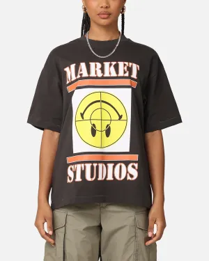 Recycled Material Market X Smiley Focus T-Shirt Washed Black