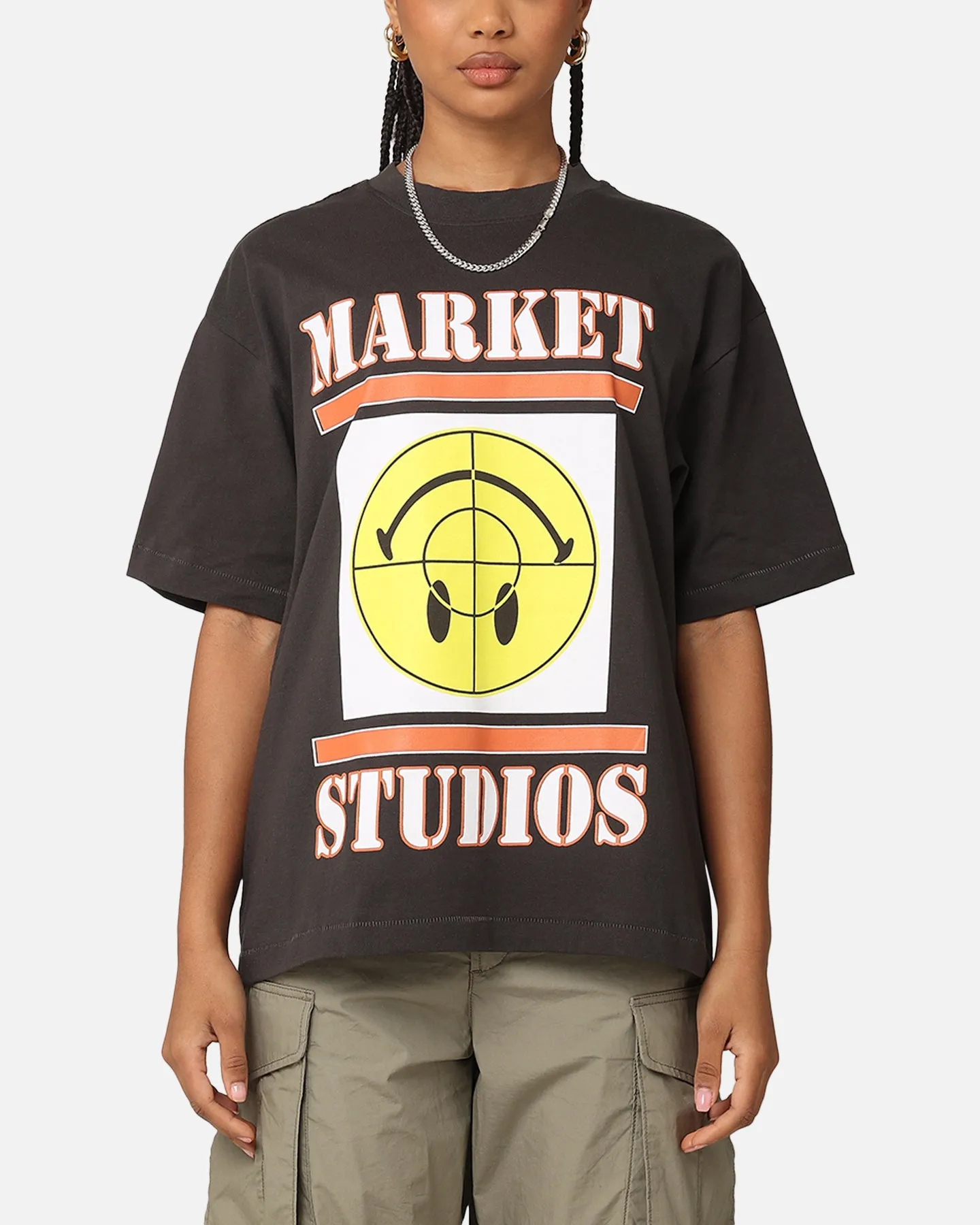 Recycled Material Market X Smiley Focus T-Shirt Washed Black