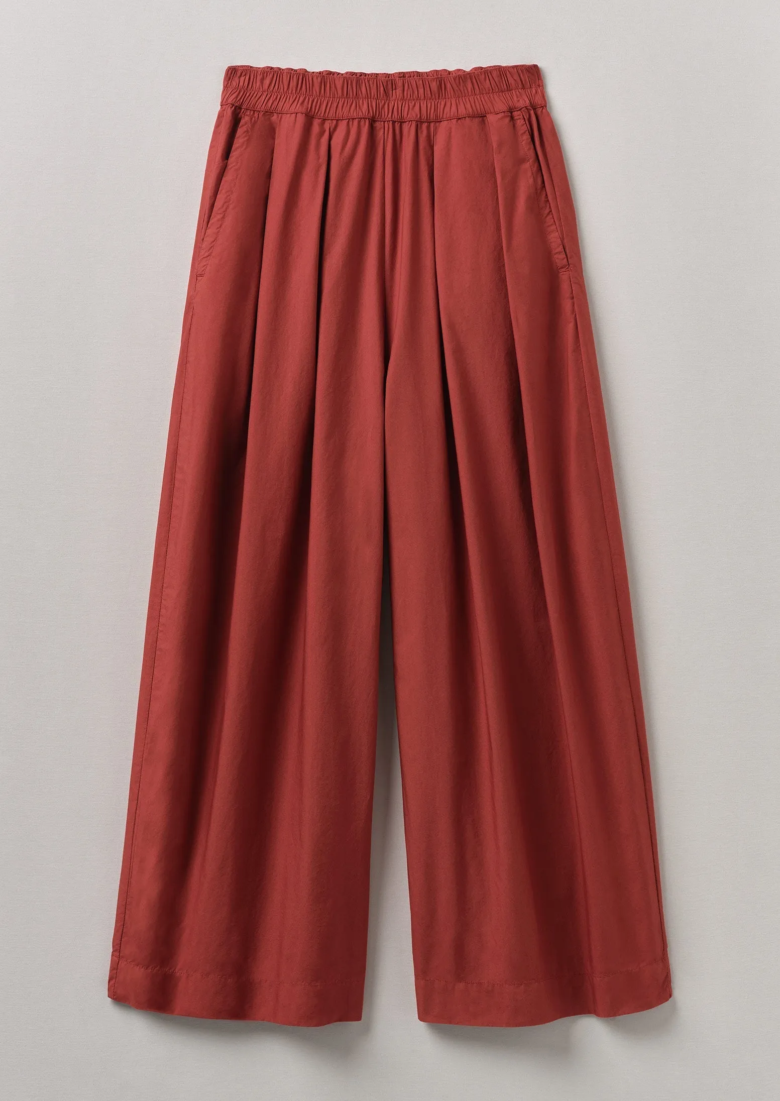 Pleated Cotton Poplin Pull On Pants | Brick NoBuckleDesign Universal Fit System