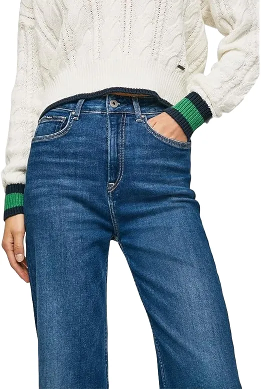 Artist Vibe Smooth Minimalist Elegant Pepe Jeans Pantalone jeans da donna a vita alta largo Lexa Sky Wide Fit High PL204162CQ58 000 denim