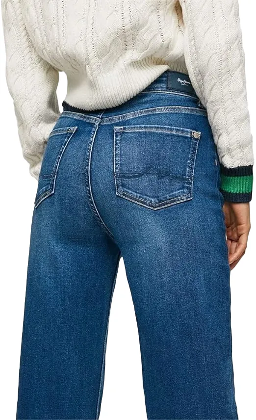 Pepe Jeans Pantalone jeans da donna a vita alta largo Lexa Sky Wide Fit High PL204162CQ58 000 denim Weekend Warrior Elegant Modern Earthy