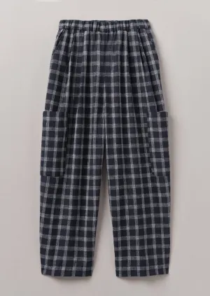 Quick Flex Fashionable Design Check Cotton Linen Patch Pocket Pants | Slate