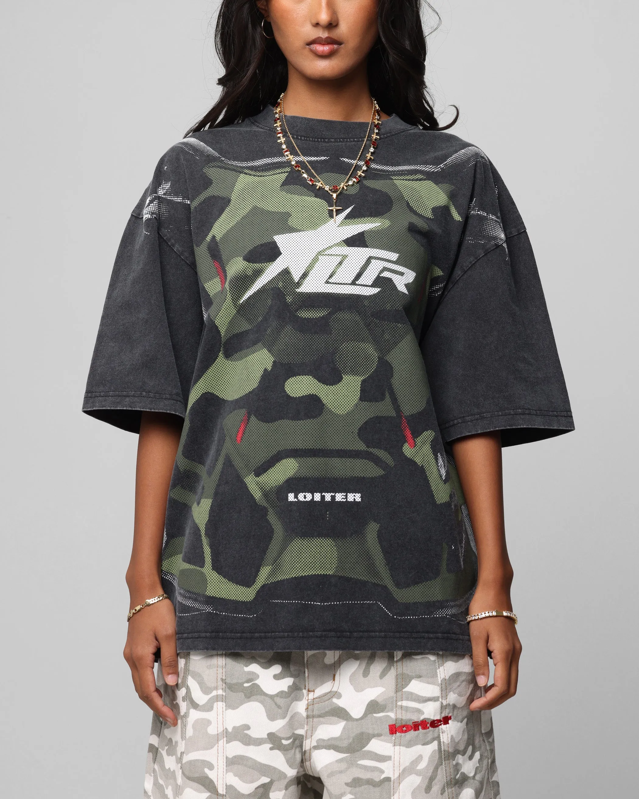 Fade Resistant Dye Loiter Motocross Vintage T-Shirt Vintage Black