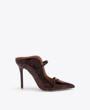 Maureen 100 Leopard Patent Heeled Mules Quality