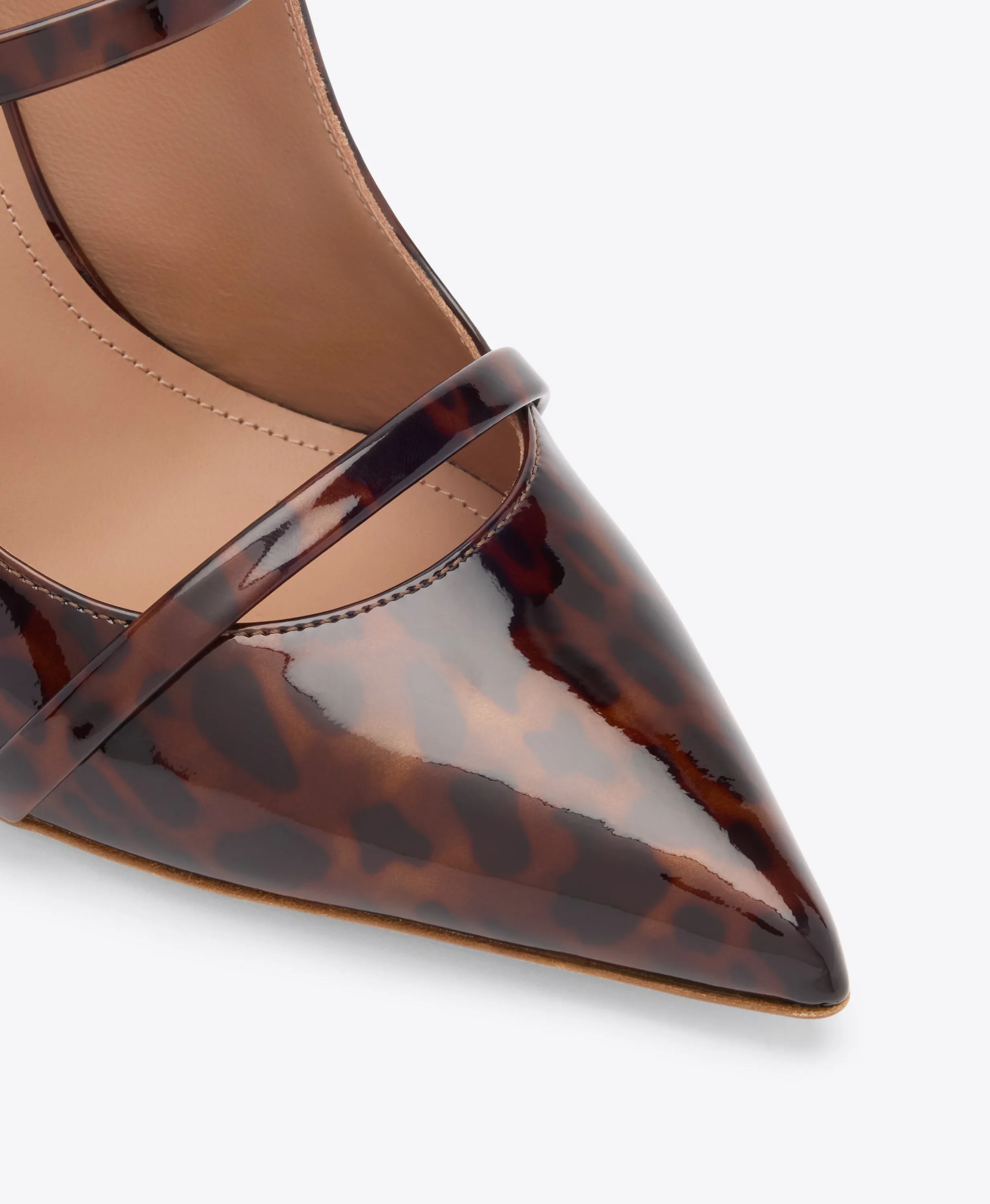 Maureen 100 Leopard Patent Heeled Mules Evening Mode Metallic Heels