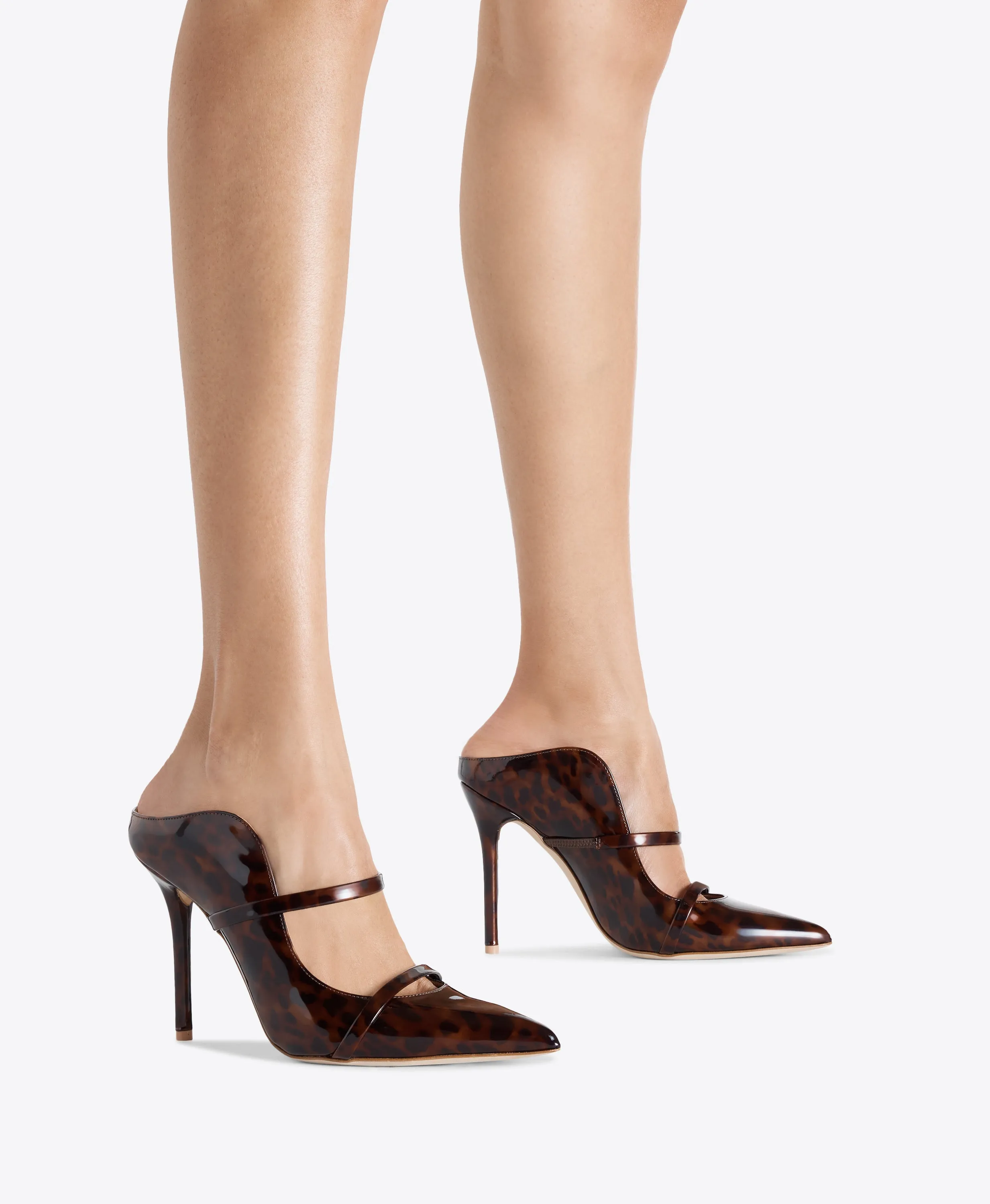 Mid Top Maureen 100 Leopard Patent Heeled Mules
