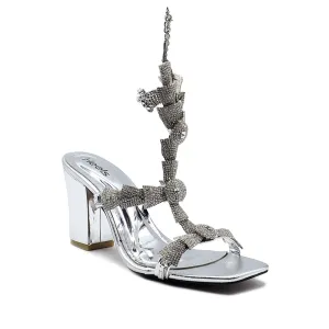 Customizable Vintage Stiletto Shoes Silver Bridal Sandal 066697