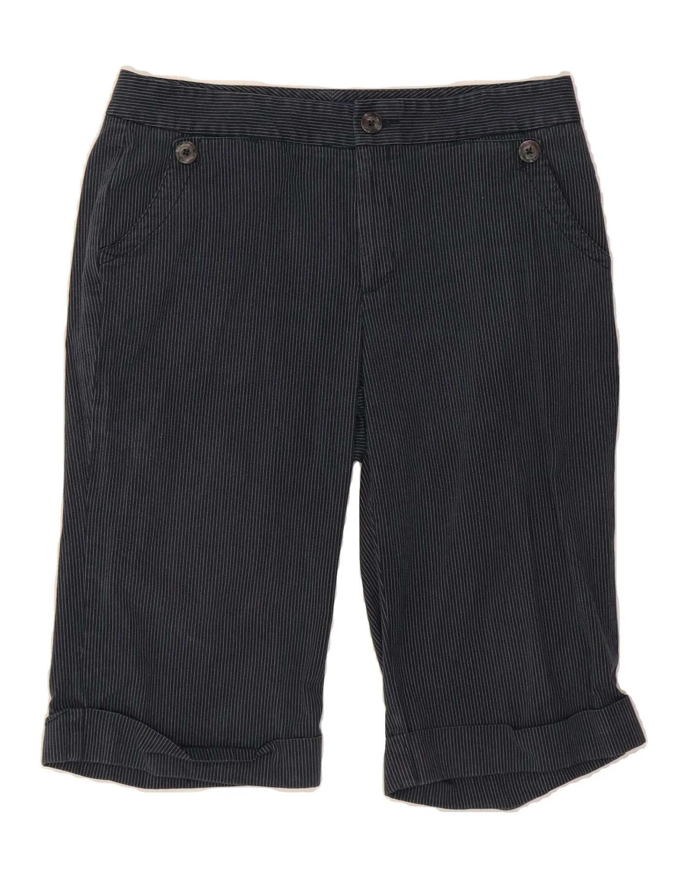 DOCKERS Womens Bermuda Shorts US 14 XL W32  Navy Blue Pinstripe Cotton Quick Dry Fabric Jogging Ready