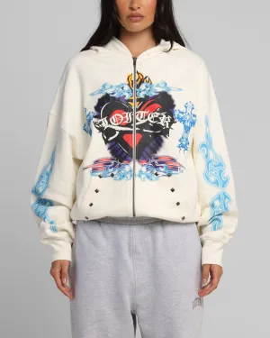 Workshop wear Loiter Hearts Zip Hoodie Off White