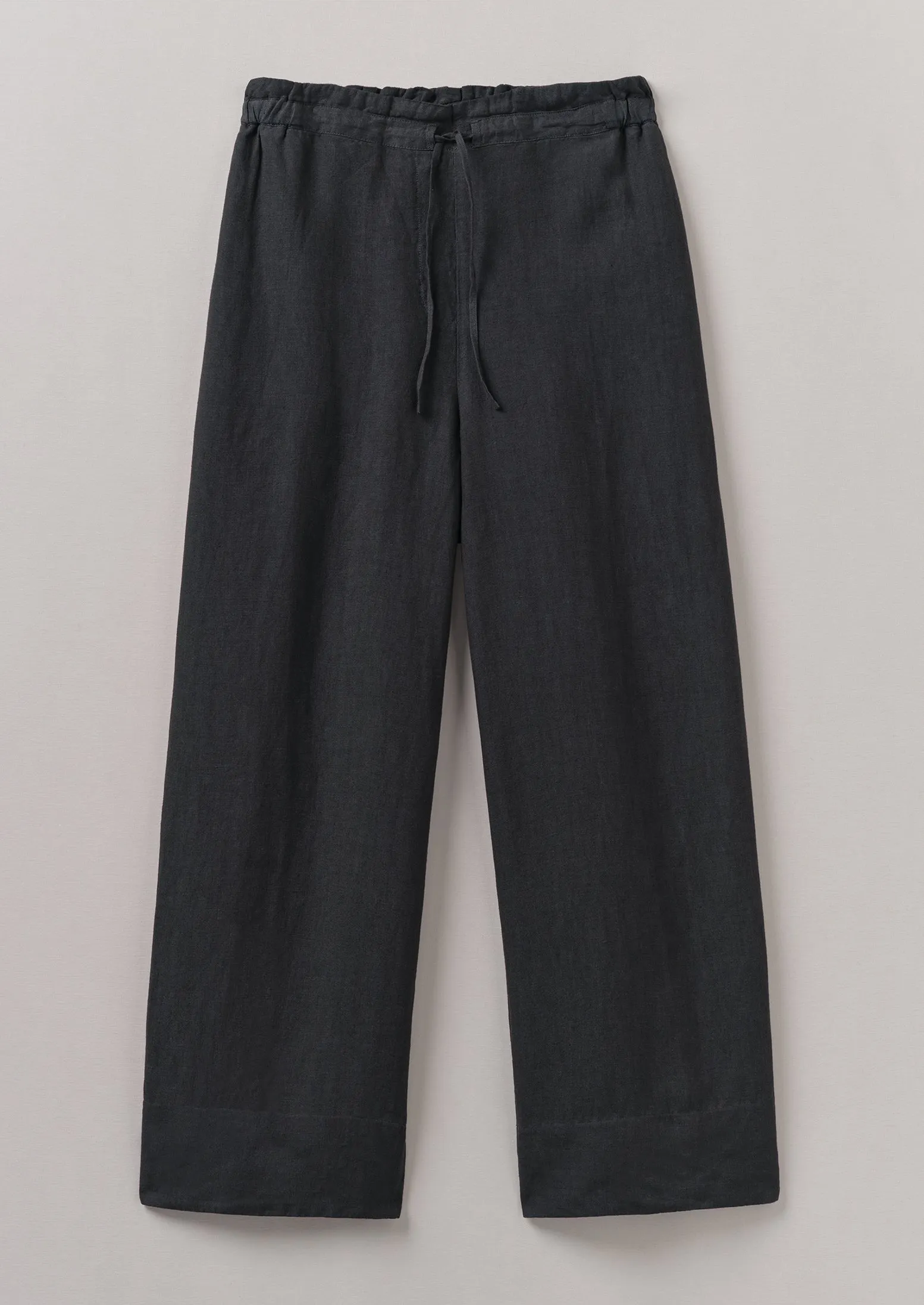 Fashion Layer Garment Dyed Linen Wide Leg Pants | Black Pepper