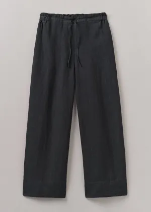 Fashion Layer Garment Dyed Linen Wide Leg Pants | Black Pepper