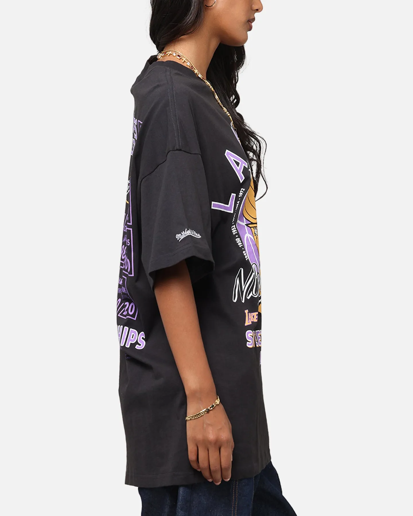 Affordable Fashion Casual Choice Wear Mitchell & Ness Los Angeles Lakers Champions Report "Champ Pack" T-Shirt Faded Black
