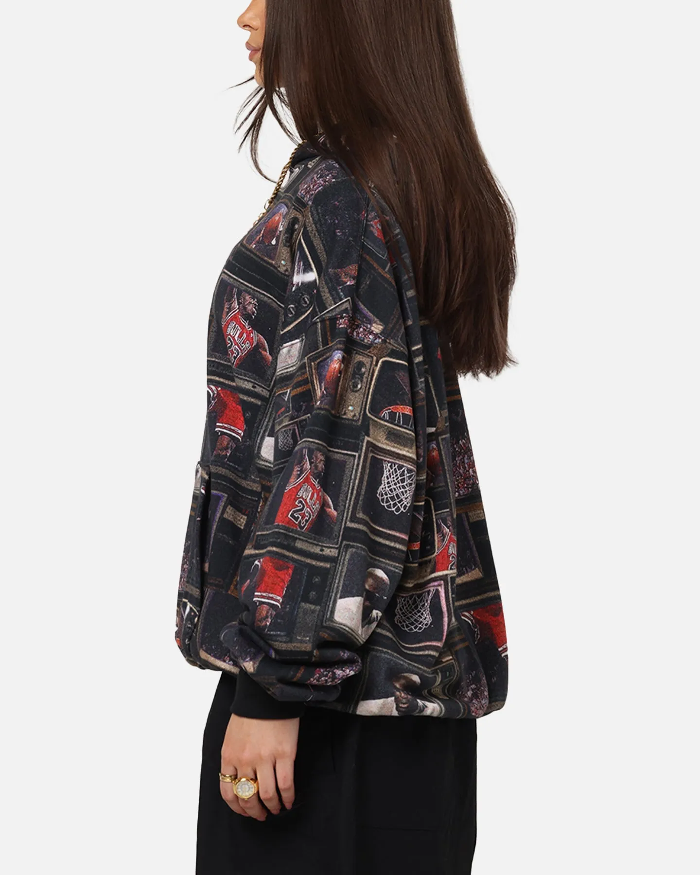 Shopping wear Jordan Brooklyn Fleece Printed Hoodie Black/Sail