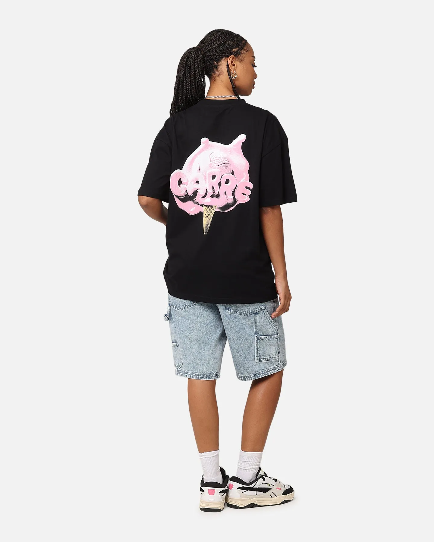 Comfortable Touch Eco Friendly Material Carre Melted Drop T-Shirt Black