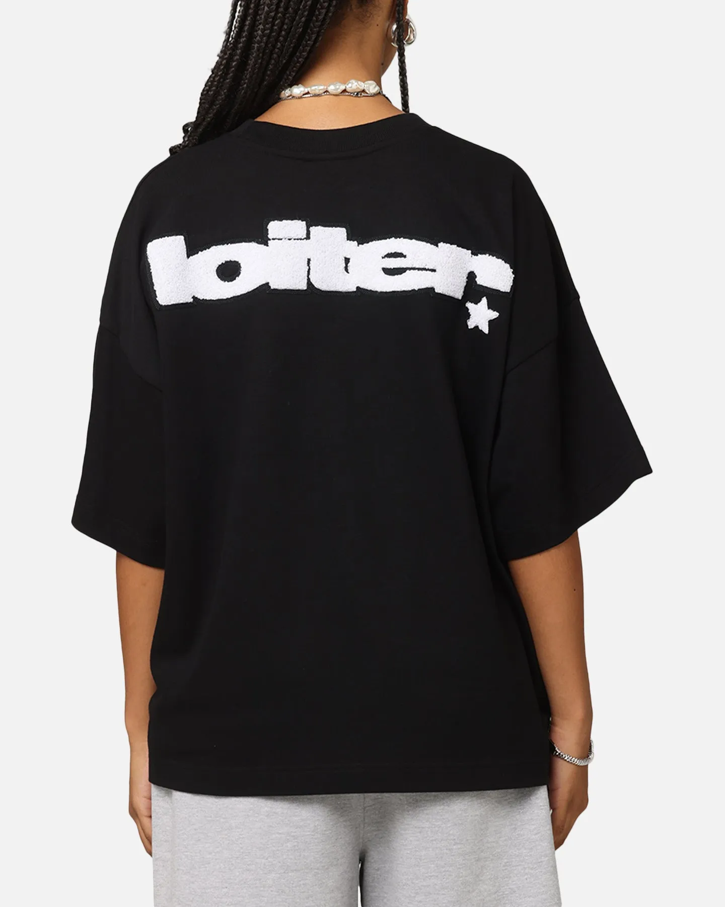 Loiter Premium Essentials Boxy T-Shirt Black Stone Wash Process