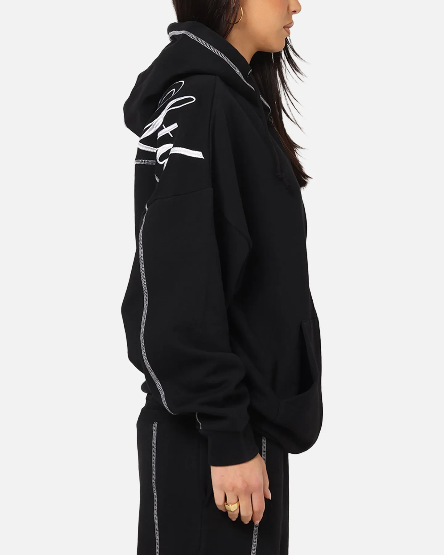 Carre Script Hoodie Black Gazelle like Wind Resistant Coating