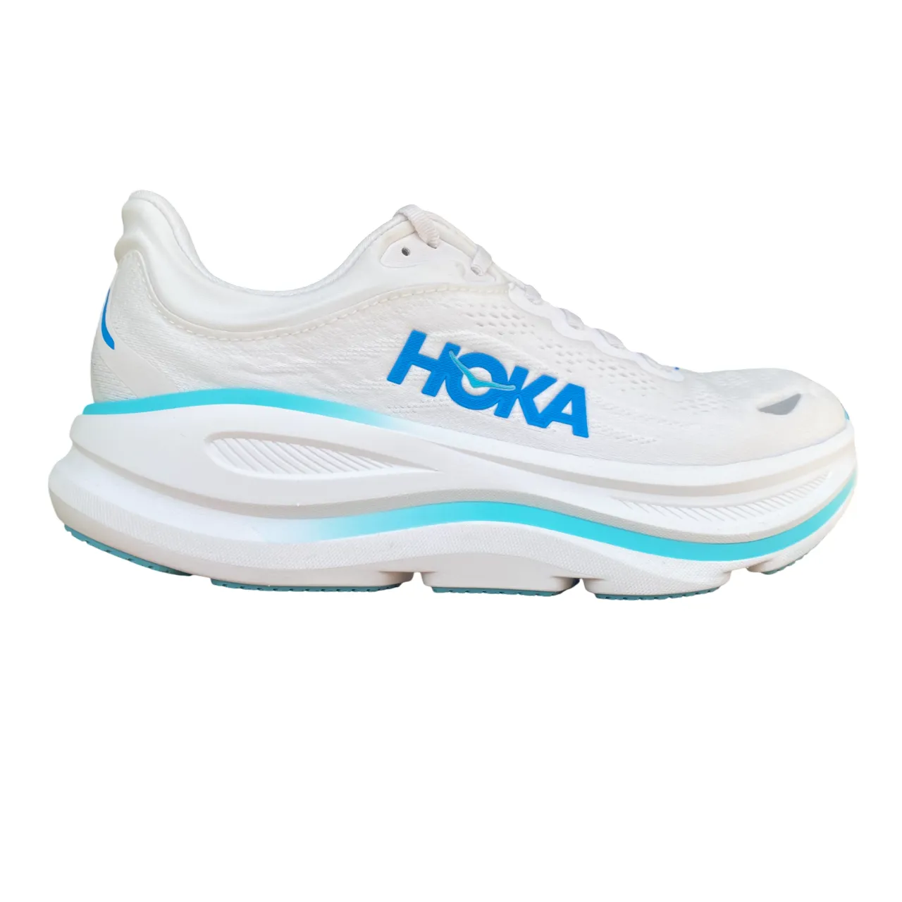 Hoka One One scarpa da corsa uomo Bondi 9 1162011-WKB bianco-blu Ultra Cushion Collar gel insole shoes
