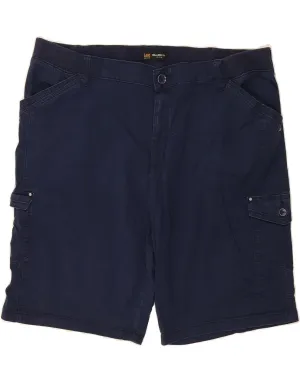 LEE Womens Mid Rise Relaxed Fit Cargo Shorts US 22 3XL W44 Navy Blue Cold Weather Gear Motion Support