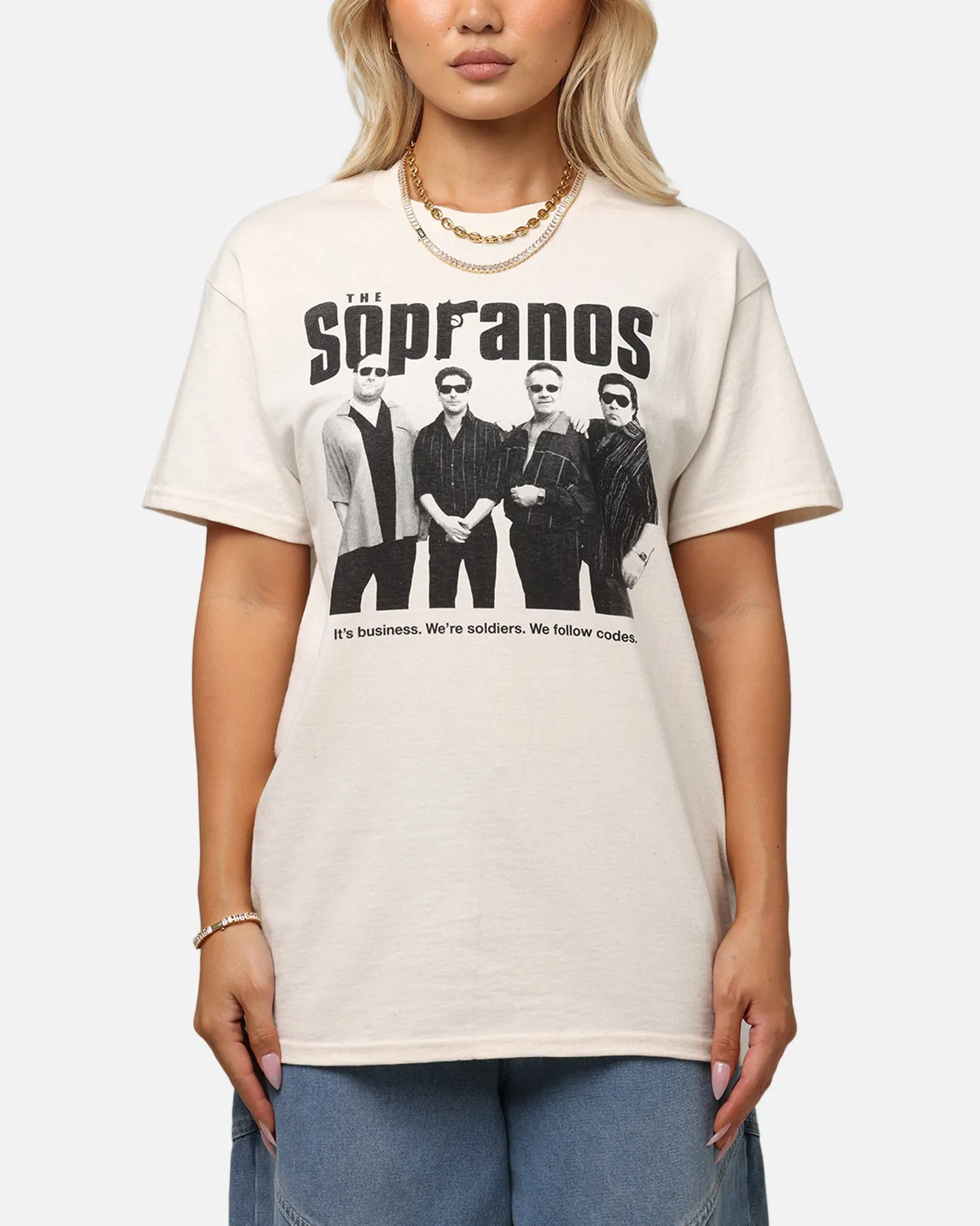 The Sopranos It's Business T-Shirt Off White Essential Look Adult Wear