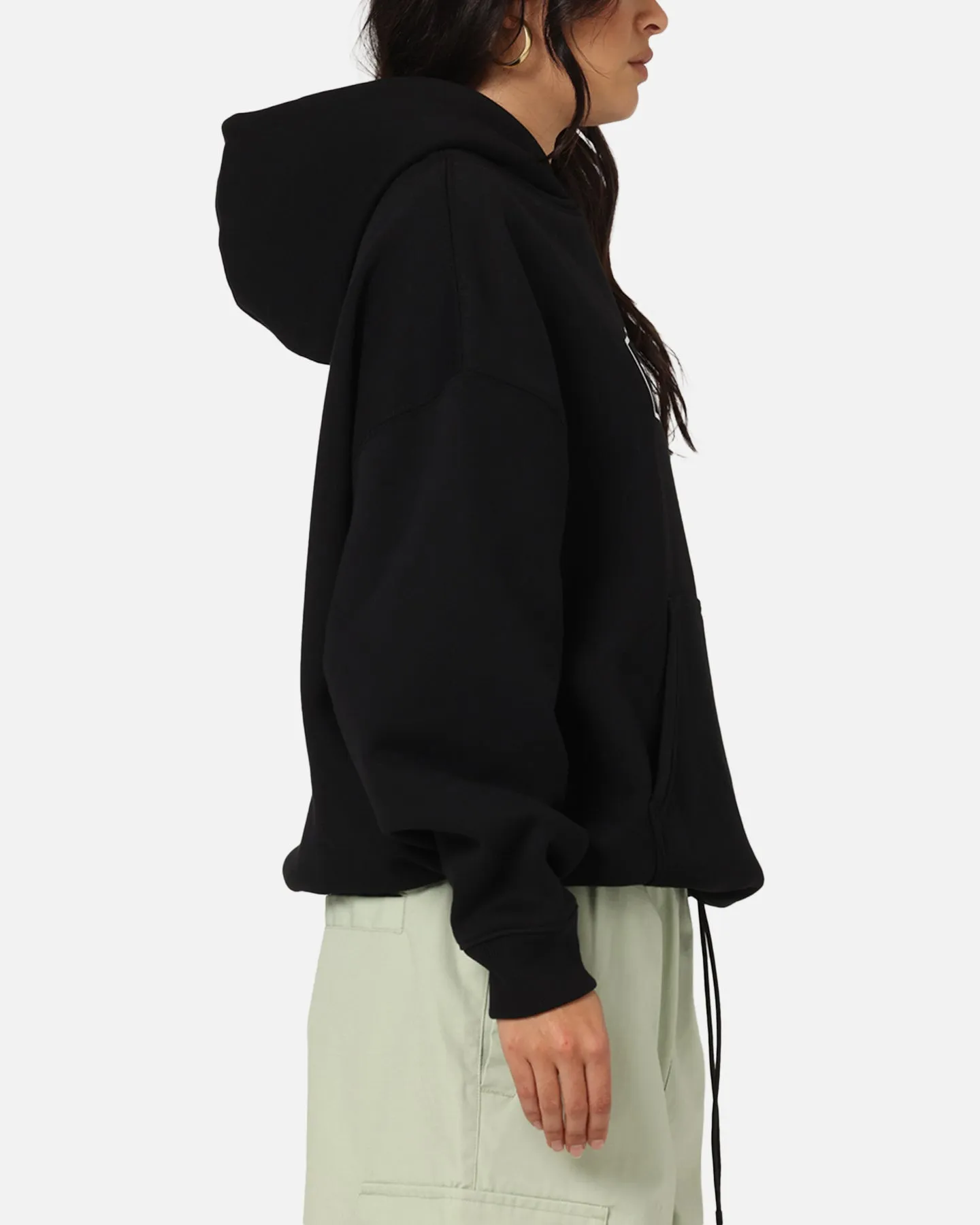 Ribbed Cuffs Carre Block Star Hoodie Black